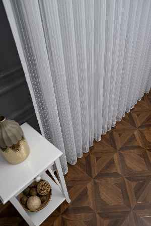 Yeni Trend Simli Çizgili Tül Perde-ekru- Kurşunlu Tül