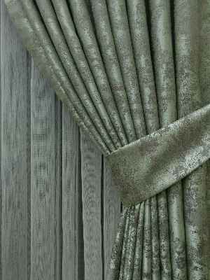 Su Yeşili Renk Jakar Desenli Fon Perde- Su Yeşili