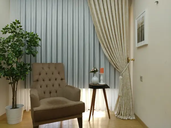 Bej Renk Jakar Desenli Fon Perde- Bej