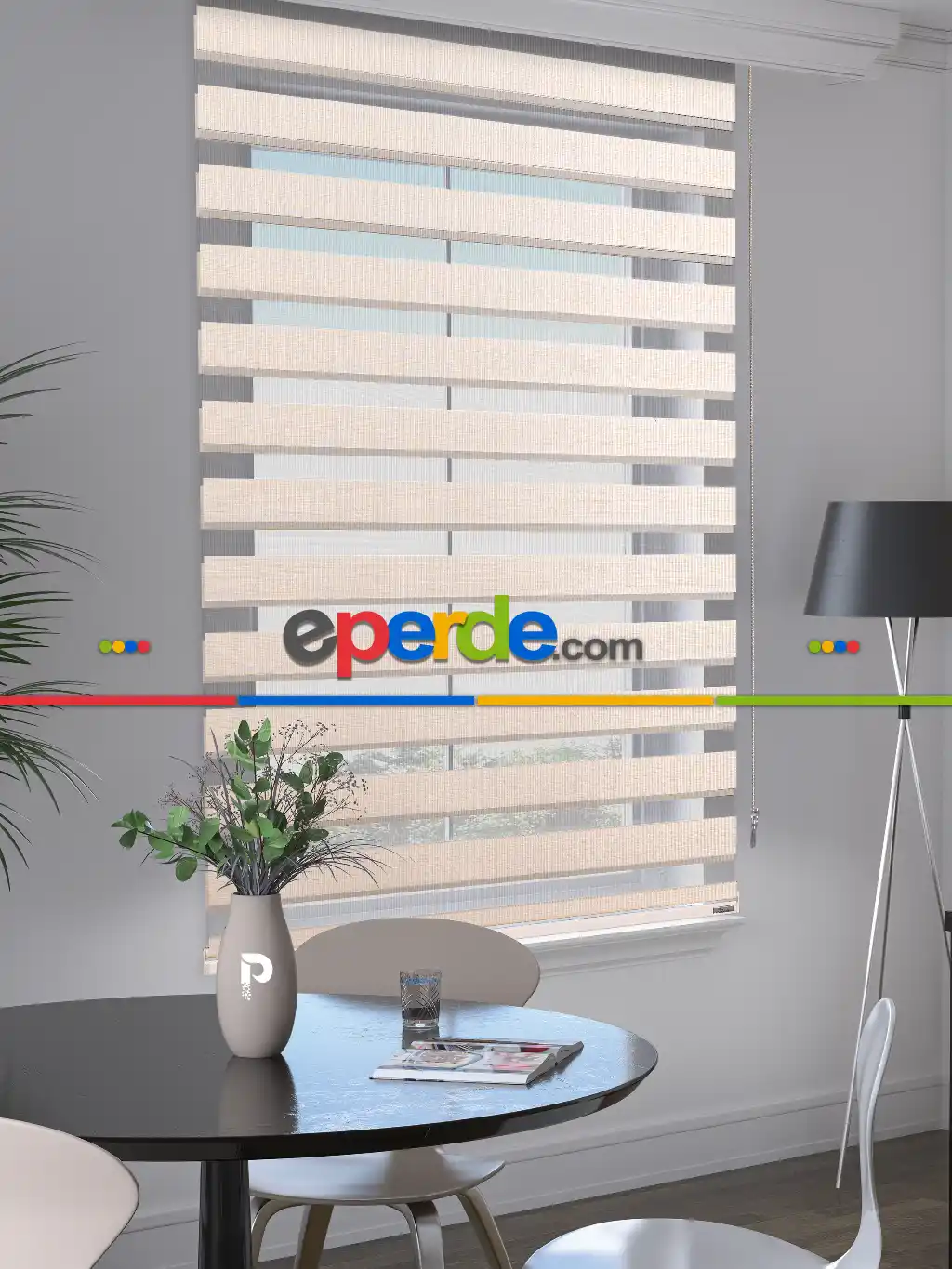 Perle Krem Renk Bambu Stor Zebra Perde Yüksek Kalite Alüminyum Kasa Soft Bamboo