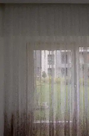 Hazır Ölçü Modern Pembe Ve Kahverengi Desenli Degrade Geçişli Örme Tül Perde Yüksek Kalite