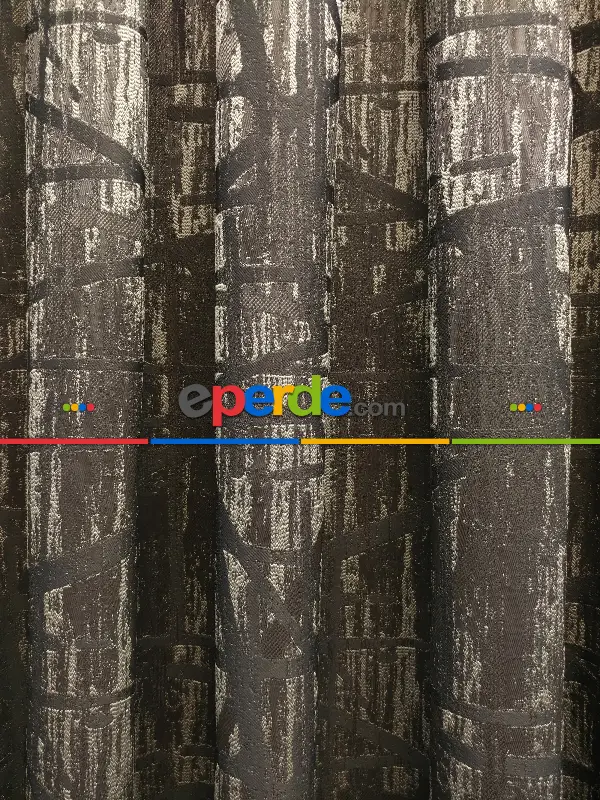 Modern Desenli Jakarlı Fon Perde Yeni Seri 101- Bej-füme-gri Açık