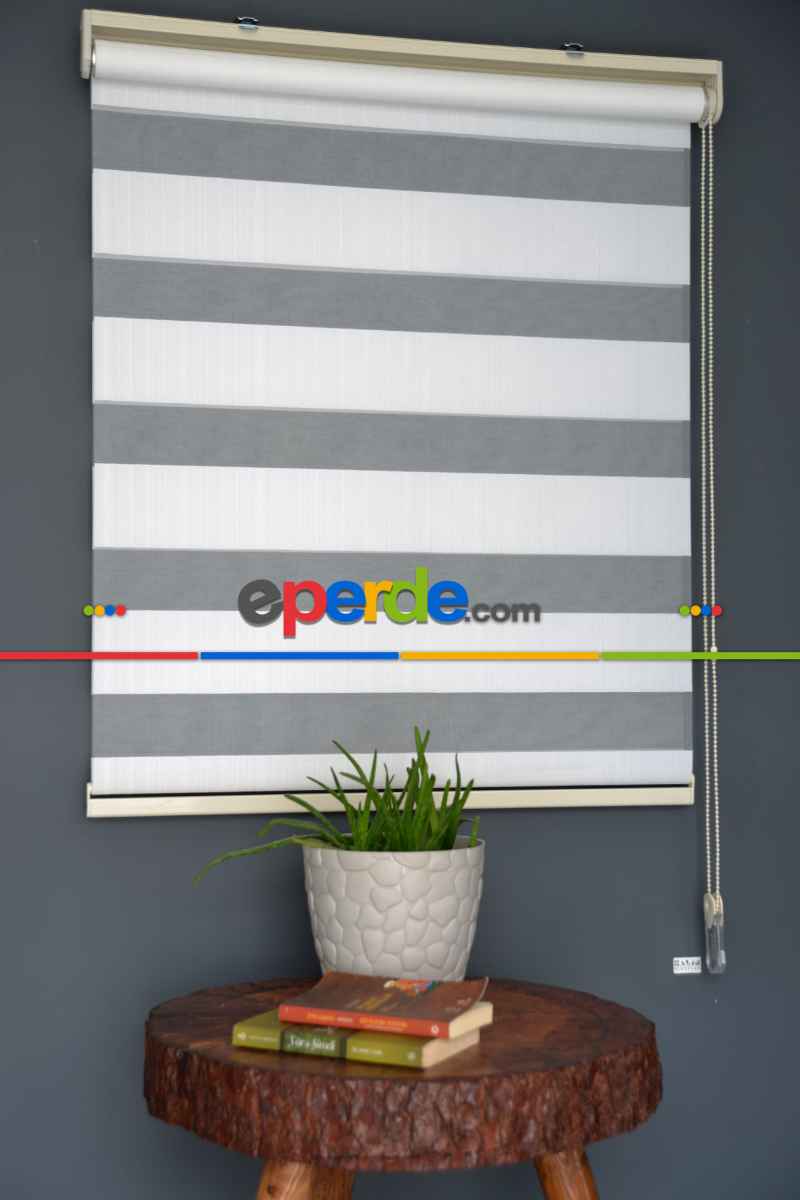 Halim Perdesan Jk-280 Beyaz Renk Etekli Veya Eteksiz Zebra Stor Perde