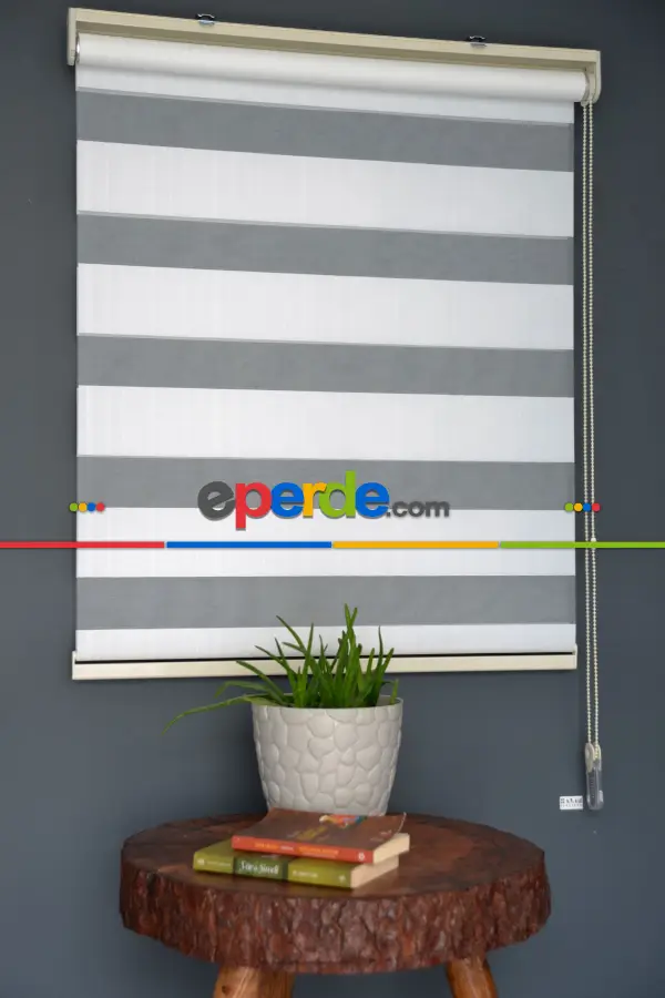 Halim Perdesan Jk-280 Beyaz Renk Etekli Veya Eteksiz Zebra Stor Perde