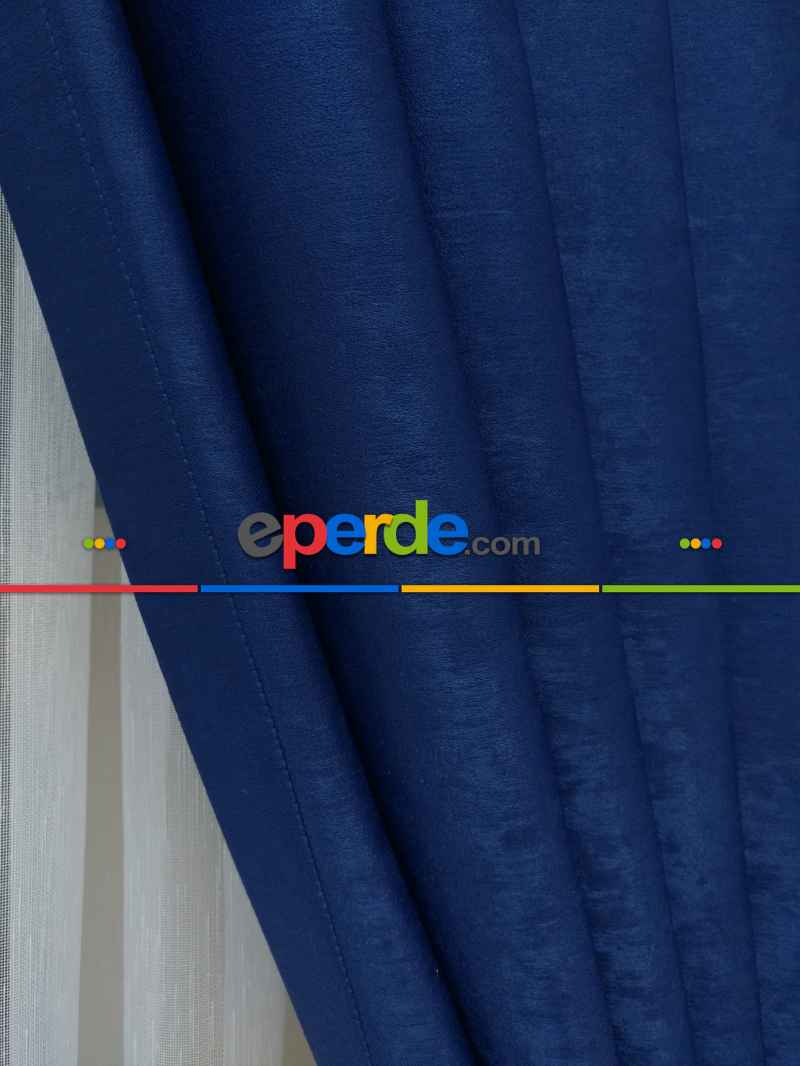 Soft Parlament Mavisi Fon Perde Geniş En (285)- Saks Mavi
