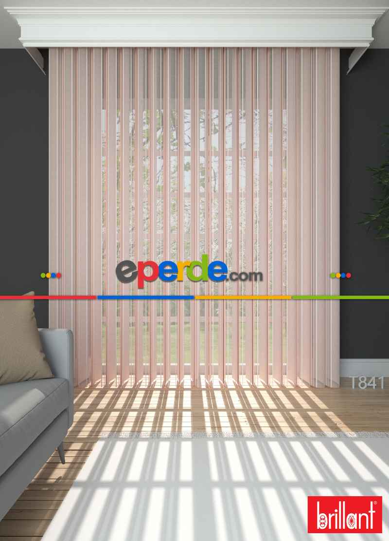 Brillant Akıllı Tül Perde Açık Pembe Renkli Tül Dikey Zebra Perde Düz 1. Kalite