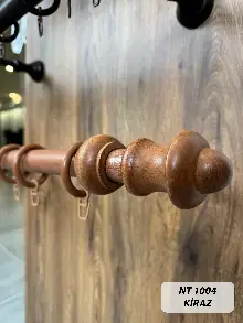 Kiraz Meşe Raylı Veya Raysız Plastik Halkalı Rustik Perde Askısı