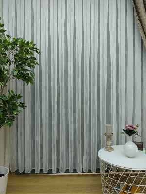 Çizgili Keten Tül Perde- Ekru - Kurşunlu Tül