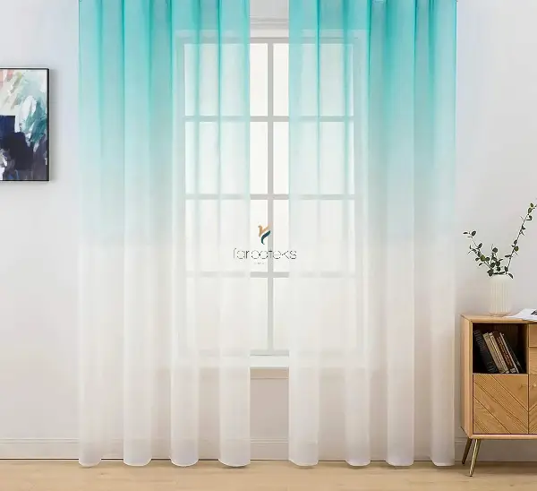 Mint Yeşil Üstden Renk Geçişli Tül Perde