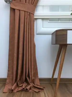 Keten Dokuma Tarçın Rengi Fon Perde- Diğer