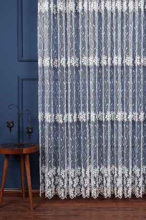 Brode Işlemeli Sarmaşık Desen Çiçekli Tül Perde