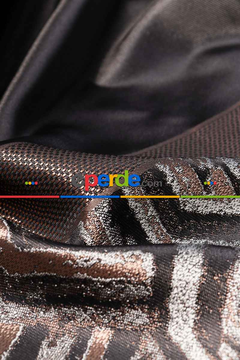 Salon Fon Perde - Lizbon Siyah-gold Pano Fon Perde