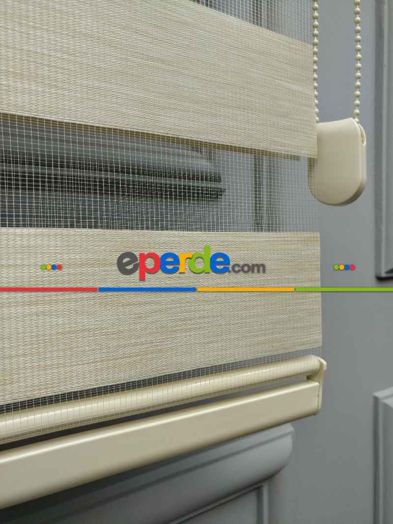 2025 Sezonu - Zebra Perde - Bambu Zebra Perde- Bej-krem Açık