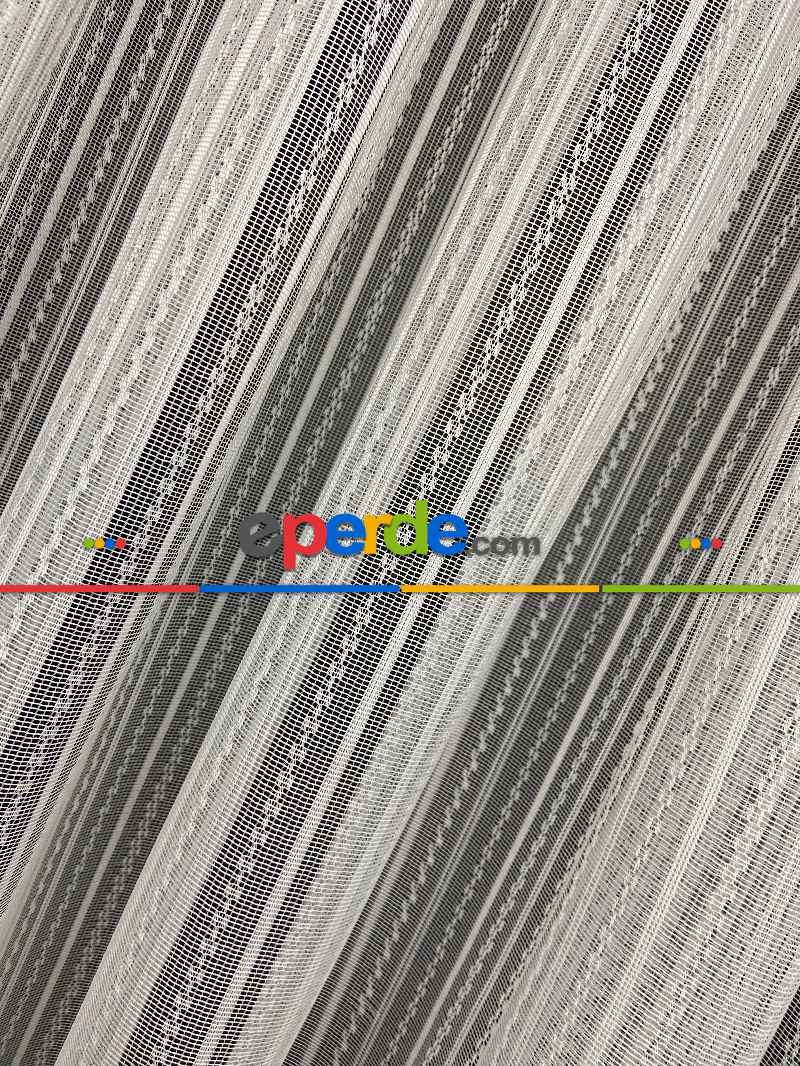 Fransız Dantel Tül 2025 Örme Tül Perde - Ekru Kırık Beyaz