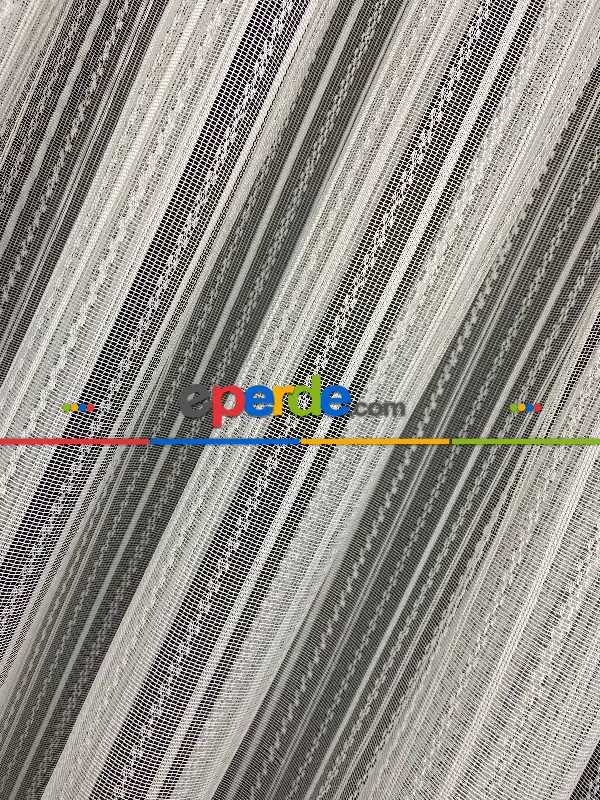 Fransız Dantel Tül 2025 Örme Tül Perde - Ekru Kırık Beyaz