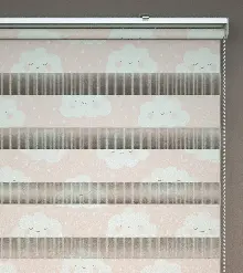 Bulut Desenli Baskılı Zebra Perde- Çok Renkli