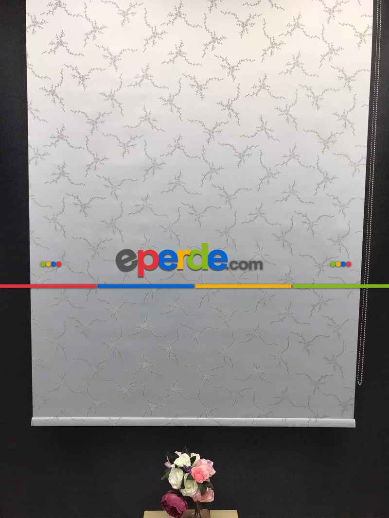 Yatak Odası - Gri Desenli Blackout Stor Perde- Gri-füme-antrasit