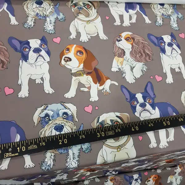 Köpek Desenli Fon Perde Evm623 Kumaşı Kalındır Duck Bezi Değildir- Siyah-Lacivert-Kahverengi-Beyaz-Pembe