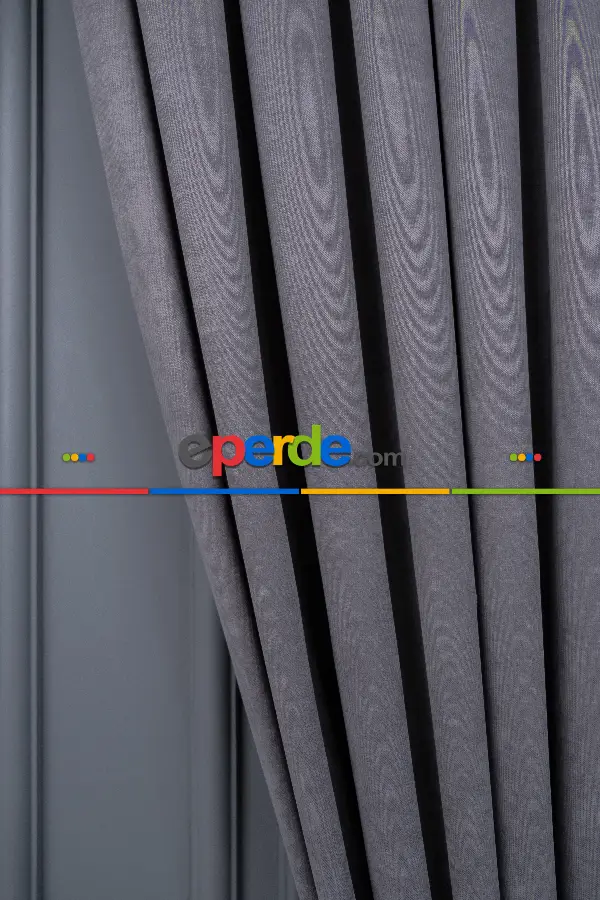 Koyu Gri Düz Fon Perde Dökümlü Fon Perde