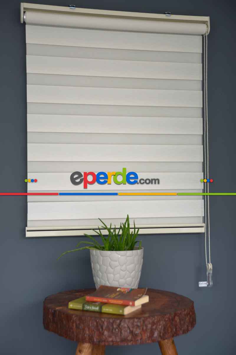 Halim Perdesan Bz-251 Beyaz Renk Etekli Veya Eteksiz Zebra Stor Perde