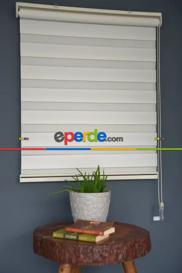 Halim Perdesan Bz-251 Beyaz Renk Etekli Veya Eteksiz Zebra Stor Perde