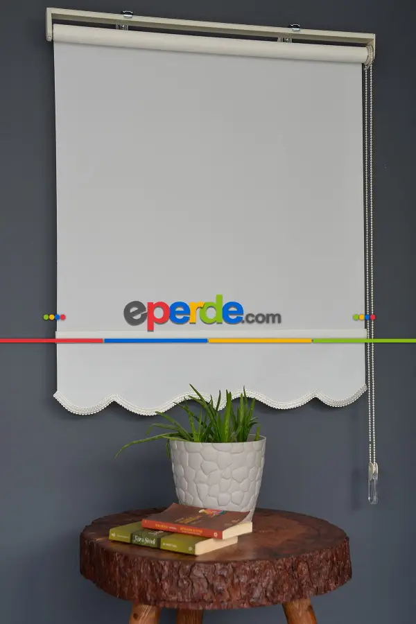 Salon Stor - Halim Perdesan Pl-02 Ekru Renk Polyester Thin Mat Stor Perde