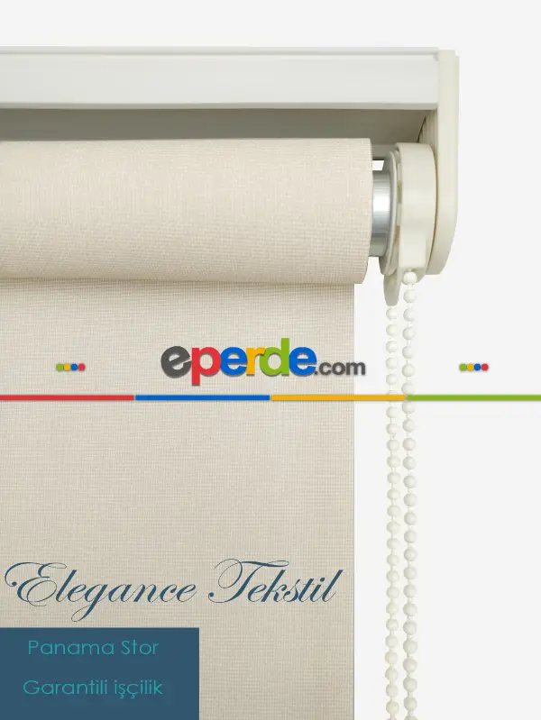 Salon - Stor Perde Panama Serisi Kalın Dokulu - Krem Gri- Gri-füme-antrasit-krem-ekru-camel