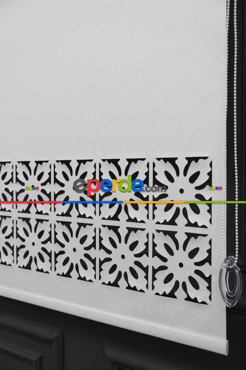 Ekru Renk Lazer Kesim Mat Stor Perde (ister Düz - İster Lazer Kesimli Satın Alın)