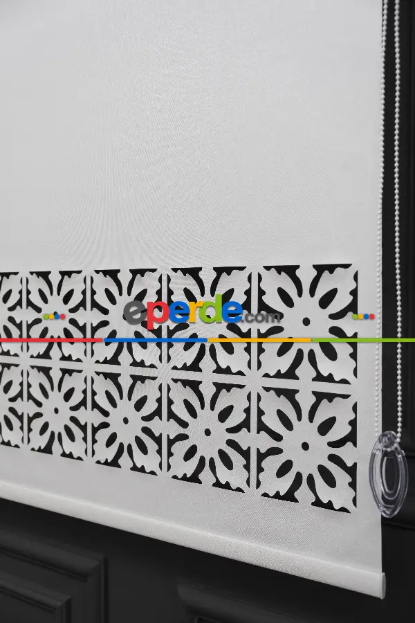 Salon Stor - Ekru Renk Lazer Kesim Mat Stor Perde (ister Düz - İster Lazer Kesimli Satın Alın)