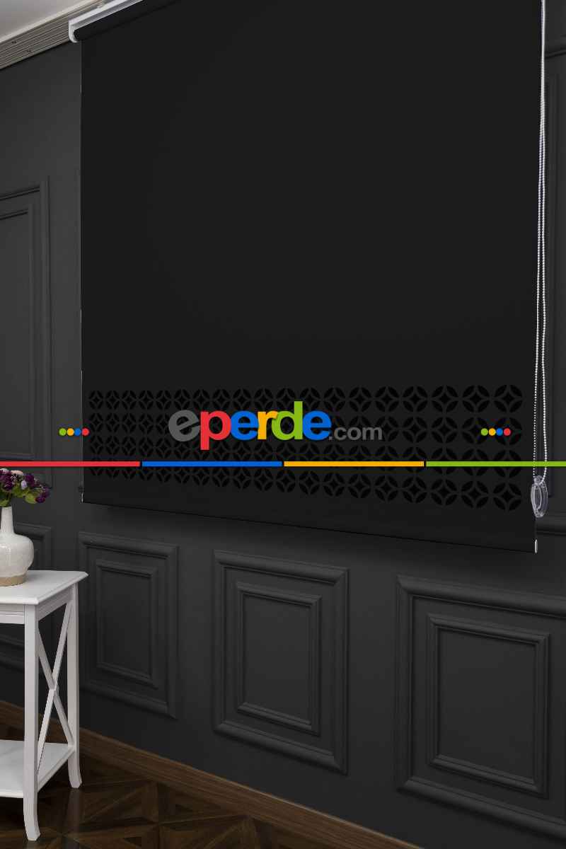 Siyah Renk Lazer Kesim Mat Stor Perde (ister Düz - İster Lazer Kesimli Satın Alın)