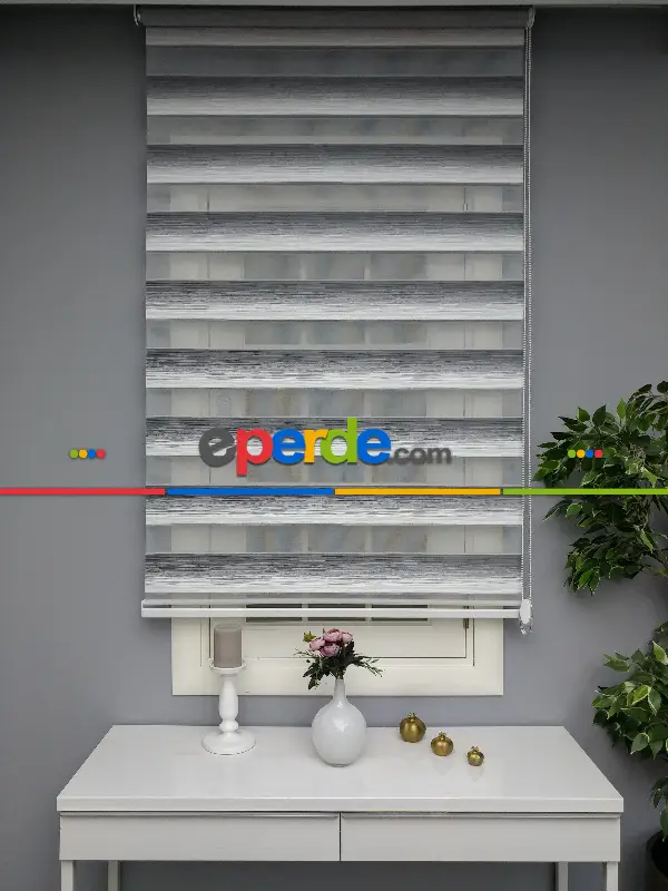 Renk Geçişli Pliseli Zebra Gri-beyaz Yeni Sezon Perle Home