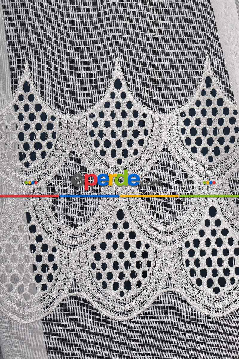 Salon Tül - Balık Ağı Tt Zemin Brode Nakış İşlemeli Tül Perde