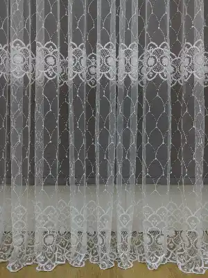 Brode İşlemeli Tül Perde- Ekru