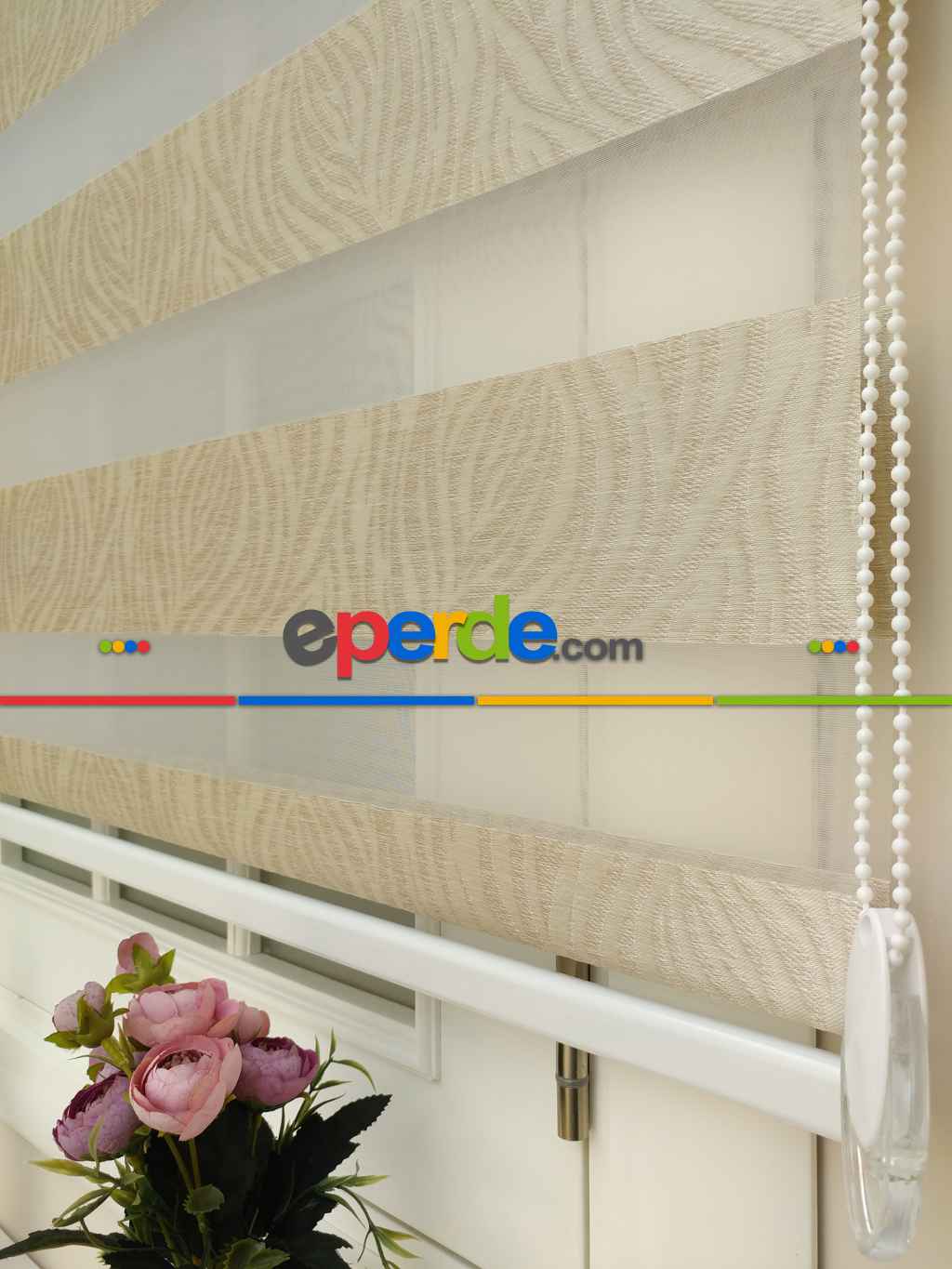 Vizon Kahverengi Kabartmalı Jakarlı Zebra Perde - Vizon Rengi