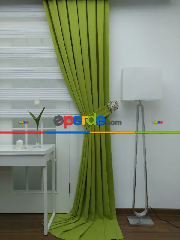 Salon Fon - Fıstık Yeşili Düz Fon Perde ( 280 Eninde )- Fıstık Yeşili 