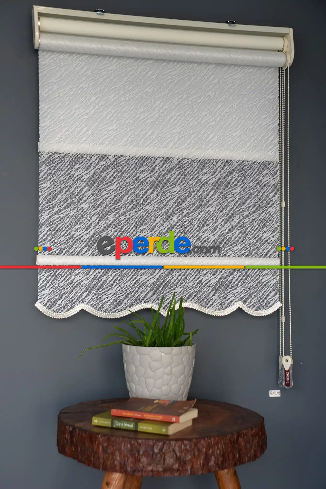 Halim Perdesan Dacuz-200 Beyaz Renk Etekli Veya Eteksiz Çift Mekanizmalı Tül Stor Perde