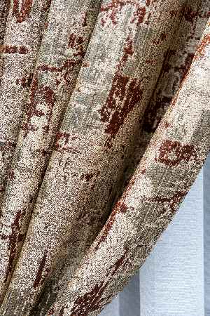 Patine Desenli Valencia Jakar Dokuma Fon Perde- Bej-kiremit Rengi