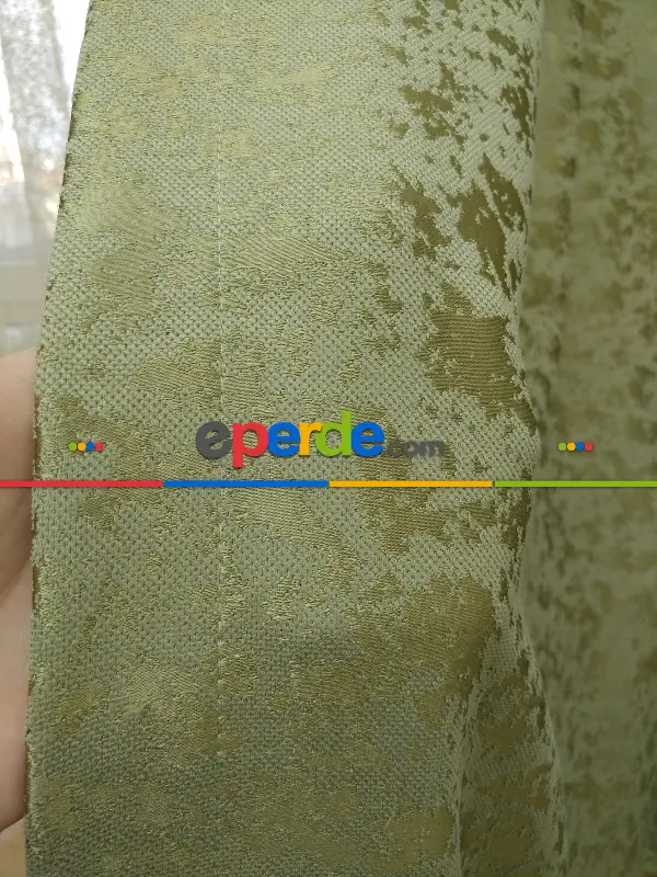 Yağ Yeşili Duz Jakar Fon Perde (150)- Yeşil-yağ Rengi