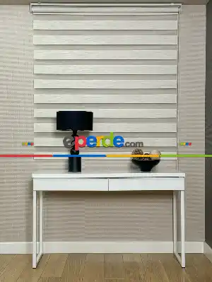 Hazır Ölçülü - Outlet - Krem Bambu Zebra Perde, Standart Metal Kasalı Yüksek Kalite 80cm X 240cm 