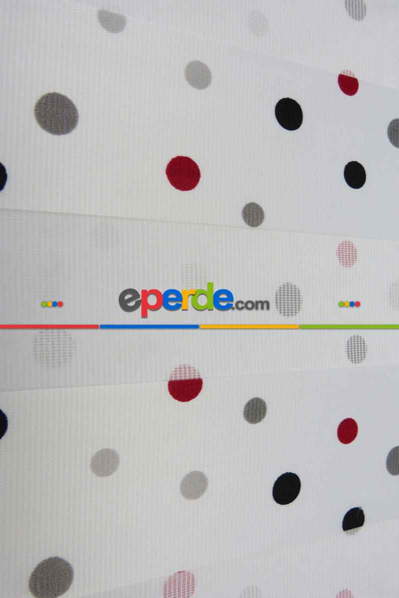 Renkli Basklı Çocuk Odası Zebra Perde- Siyah-kırmızı Koyu