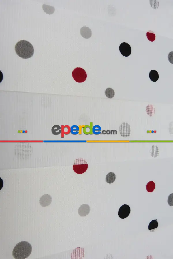 Renkli Basklı Çocuk Odası Zebra Perde- Siyah-kırmızı Koyu