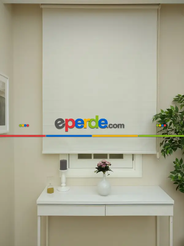 Stor Perde Pastel Simli Serisi (pvc Kaplama) Kalın Dokulu- Krem İnci