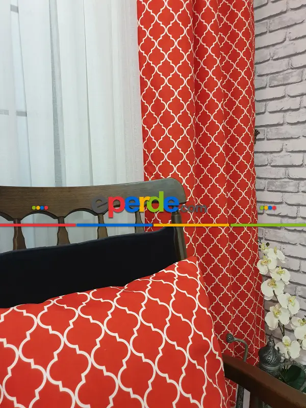 Ottoman Desenli Fon Perde Evm1930 Kumaşı Kalındır Duck Bezi Değildir