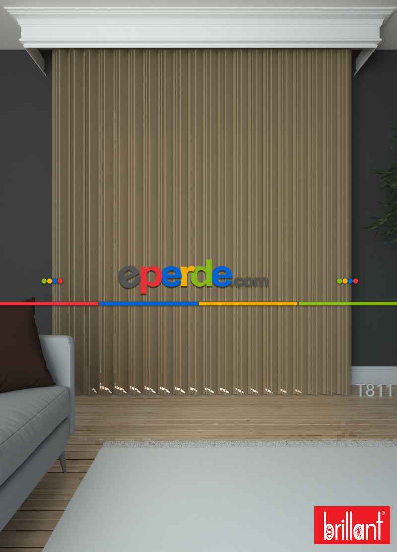 Brillant Akıllı Tül Perde Kahverengi Tül Dikey Zebra Perde Düz 1. Kalite