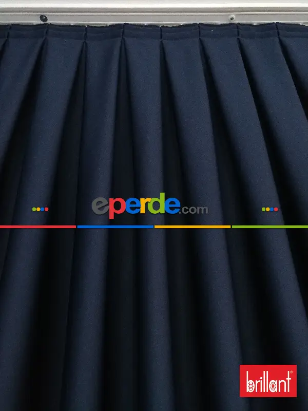Yatak Odası - Brillant Karartma Blackout Koyu Lacivert Renk Fon Perde- Lacivert