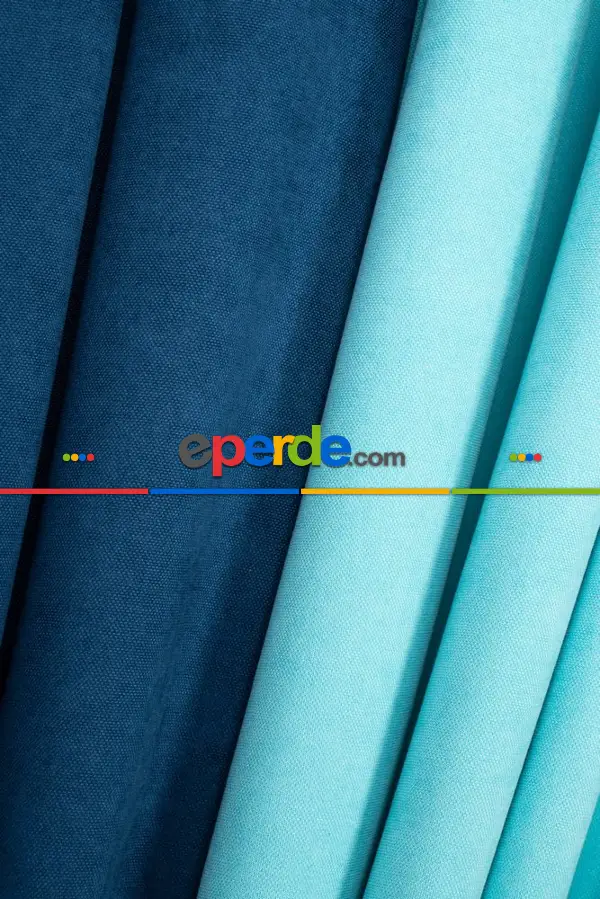 Yatak Odası - Petrol Mavi - Turkuaz Kombinli Fon Perde