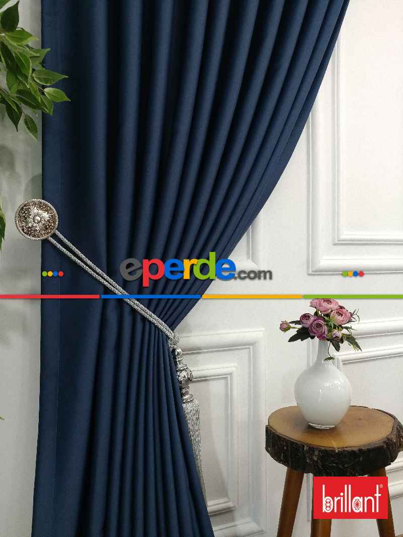 Brillant Karartma Blackout %98 Koyu Mavi Renk Fon Perde- Mavi Koyu
