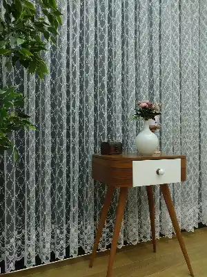 Brode İşlemeli Nakışlı Tül Perde Balık Ağı Desen- Ekru