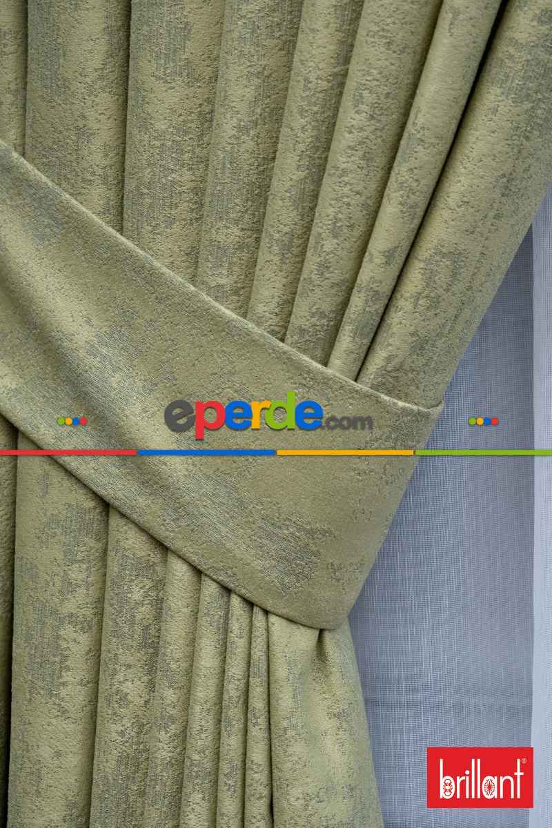 Brillant Mat Jakar Desen Fon Perde ( Dökümlü Fon )- Yeşil