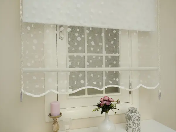 Mutfak Tül Stor Perde - Çiftli Sistem- Ekru